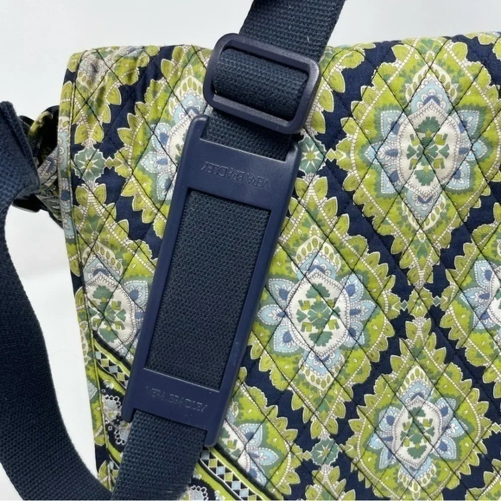 Vera Bradley Laptop Large Messenger Adjustable Wide‎ Strap Greens Blues White - Picture 5 of 14